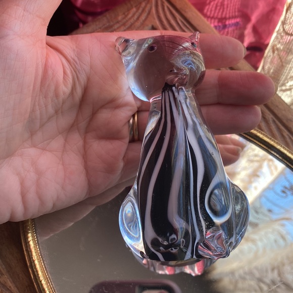 Vintage crystal art glass cat figurine - Picture 5 of 11